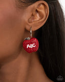 Adorable ABC's - Red Earrings - Paparazzi Accessories Post Earrings Bedazzle Me Pretty Mobile Fashion Boutique