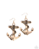 Adorable Anchor - Gold Earrings - Paparazzi Accessories Earrings Bedazzle Me Pretty Mobile Fashion Boutique