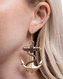 Adorable Anchor - Gold Earrings - Paparazzi Accessories Earrings Bedazzle Me Pretty Mobile Fashion Boutique