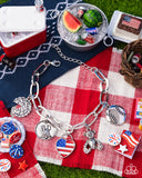 Adorably All American - Red Bracelet - Paparazzi Accessories Bracelet Bedazzle Me Pretty Mobile Fashion Boutique
