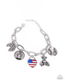 Adorably All American - Red Bracelet - Paparazzi Accessories Bracelet Bedazzle Me Pretty Mobile Fashion Boutique