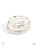 Adorably Amiable - White Bracelet - Paparazzi Accessories Bracelet Bedazzle Me Pretty Mobile Fashion Boutique