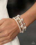 Adorably Amiable - White Bracelet - Paparazzi Accessories Bracelet Bedazzle Me Pretty Mobile Fashion Boutique
