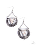 Adorably Ancient - White Earrings - Paparazzi Accessories Earrings Bedazzle Me Pretty Mobile Fashion Boutique