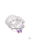 Aerial Abundance - White Bracelet - Paparazzi Accessories Bracelet Bedazzle Me Pretty Mobile Fashion Boutique