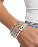Aerial Abundance - White Bracelet - Paparazzi Accessories Bracelet Bedazzle Me Pretty Mobile Fashion Boutique