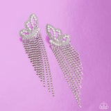 Aerial Accent - White Earrings - Paparazzi Accessories Earrings Bedazzle Me Pretty Mobile Fashion Boutique
