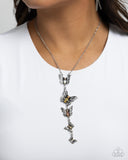 Aerial Addition - Yellow Necklace - Paparazzi Accessories Necklace Bedazzle Me Pretty Mobile Fashion Boutique