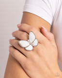 Aerial Admiration - White Ring - Paparazzi Accessories Ring Bedazzle Me Pretty Mobile Fashion Boutique