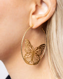 Aerial Alias - Gold Earrings - Paparazzi Accessories Earrings Bedazzle Me Pretty Mobile Fashion Boutique