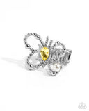 Aerial Artifact - Yellow Ring - Paparazzi Accessories Ring Bedazzle Me Pretty Mobile Fashion Boutique