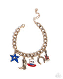All-American Adornment - Gold Bracelet - Paparazzi Accessories Bracelet Bedazzle Me Pretty Mobile Fashion Boutique
