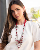 All the Trimmings - Red Necklace - Paparazzi Accessories Necklace Bedazzle Me Pretty Mobile Fashion Boutique