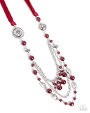 All the Trimmings - Red Necklace - Paparazzi Accessories Necklace Bedazzle Me Pretty Mobile Fashion Boutique