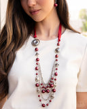 All the Trimmings - Red Necklace - Paparazzi Accessories Necklace Bedazzle Me Pretty Mobile Fashion Boutique