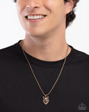 Alphas Call - Gold Mens Necklace - Paparazzi Accessories Mens Necklace Bedazzle Me Pretty Mobile Fashion Boutique