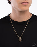 Alphas Call - Gold Mens Necklace - Paparazzi Accessories Mens Necklace Bedazzle Me Pretty Mobile Fashion Boutique