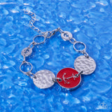 Anchor Alignment - Red Bracelet - Paparazzi Accessories Bracelet Bedazzle Me Pretty Mobile Fashion Boutique