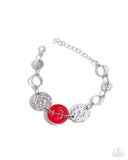 Anchor Alignment - Red Bracelet - Paparazzi Accessories Bracelet Bedazzle Me Pretty Mobile Fashion Boutique