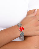 Anchor Alignment - Red Bracelet - Paparazzi Accessories Bracelet Bedazzle Me Pretty Mobile Fashion Boutique