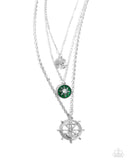 Anchor Arrangement - Green Necklace - Paparazzi Accessories Necklace Bedazzle Me Pretty Mobile Fashion Boutique