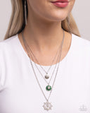 Anchor Arrangement - Green Necklace - Paparazzi Accessories Necklace Bedazzle Me Pretty Mobile Fashion Boutique