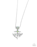 Anchored Accent - Green Necklace - Paparazzi Accessories Necklace Bedazzle Me Pretty Mobile Fashion Boutique