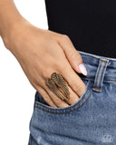 Angelic Actress - Gold Ring - Paparazzi Accessories Ring Bedazzle Me Pretty Mobile Fashion Boutique