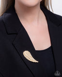 Angelic Affection - Gold Brooch - Paparazzi Accessories Brooch Bedazzle Me Pretty Mobile Fashion Boutique