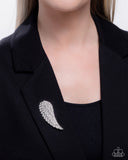 Angelic Affection - White Brooch - Paparazzi Accessories Brooch Bedazzle Me Pretty Mobile Fashion Boutique
