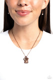 Antiqued Admiration & Rustic Reign - Copper Necklace & Bracelet Set - Paparazzi Accessories Necklace Bedazzle Me Pretty Mobile Fashion Boutique