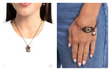 Antiqued Admiration & Rustic Reign - Copper Necklace & Bracelet Set - Paparazzi Accessories Necklace Bedazzle Me Pretty Mobile Fashion Boutique