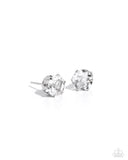 April Breathtaking Birthstone - White Post Earrings - Paparazzi Accessories Post Earrings Bedazzle Me Pretty Mobile Fashion Boutique