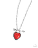 Artful Arrow - Red Necklace - Paparazzi Accessories Necklace Bedazzle Me Pretty Mobile Fashion Boutique