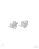 As Far As It GLOWS - White Cuff Earrings - Paparazzi Accessories Post Earrings Bedazzle Me Pretty Mobile Fashion Boutique