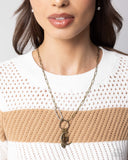 Astral Ambience - Brass Complete Look  - Paparazzi Accessories Bedazzle Me Pretty Mobile Fashion Boutique
