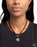 Athenian Affection - Red Necklace - Paparazzi Accessories Necklace Bedazzle Me Pretty Mobile Fashion Boutique