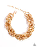 Audible Shimmer - Gold Bracelet - Paparazzi Accessories Bracelet Bedazzle Me Pretty Mobile Fashion Boutique