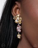 Balanced Bouquet - Yellow Clip-On Earrings - Paparazzi Accessories Clip-On Bedazzle Me Pretty Mobile Fashion Boutique