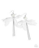Ballerina Build - White Earrings - Paparazzi Accessories Earrings Bedazzle Me Pretty Mobile Fashion Boutique
