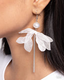 Ballerina Build - White Earrings - Paparazzi Accessories Earrings Bedazzle Me Pretty Mobile Fashion Boutique