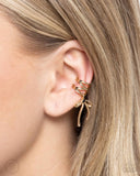 Ballet Lacing - Gold Cuff Earrings - Paparazzi Accessories Post Earrings Bedazzle Me Pretty Mobile Fashion Boutique