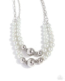 Ballroom Balance - Silver Necklace - Paparazzi Accessories Necklace Bedazzle Me Pretty Mobile Fashion Boutique