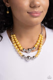 Ballroom Balance - Yellow Necklace - Paparazzi Accessories Necklace Bedazzle Me Pretty Mobile Fashion Boutique