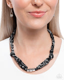 Bandana Balance - Black Necklace - Paparazzi Accessories Necklace Bedazzle Me Pretty Mobile Fashion Boutique