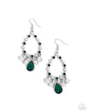 Baroness Behavior - Green Earrings - Paparazzi Accessories Earrings Bedazzle Me Pretty Mobile Fashion Boutique