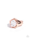 Baroque Moment - Rose Gold Ring - Paparazzi Accessories Ring Bedazzle Me Pretty Mobile Fashion Boutique