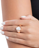 Baroque Moment - Rose Gold Ring - Paparazzi Accessories Ring Bedazzle Me Pretty Mobile Fashion Boutique