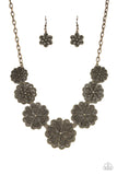Basketful of Blossoms - Brass Necklace - Paparazzi Accessories Necklace Bedazzle Me Pretty Mobile Fashion Boutique