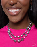 Beaded Benefit - Silver Necklace - Paparazzi Accessories Necklace Bedazzle Me Pretty Mobile Fashion Boutique